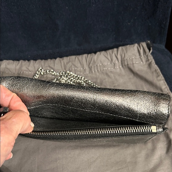 All Saints Metallic Gun Smoke Grey Cross Body Wristlet with 2 Straps - Picture 5 of 12